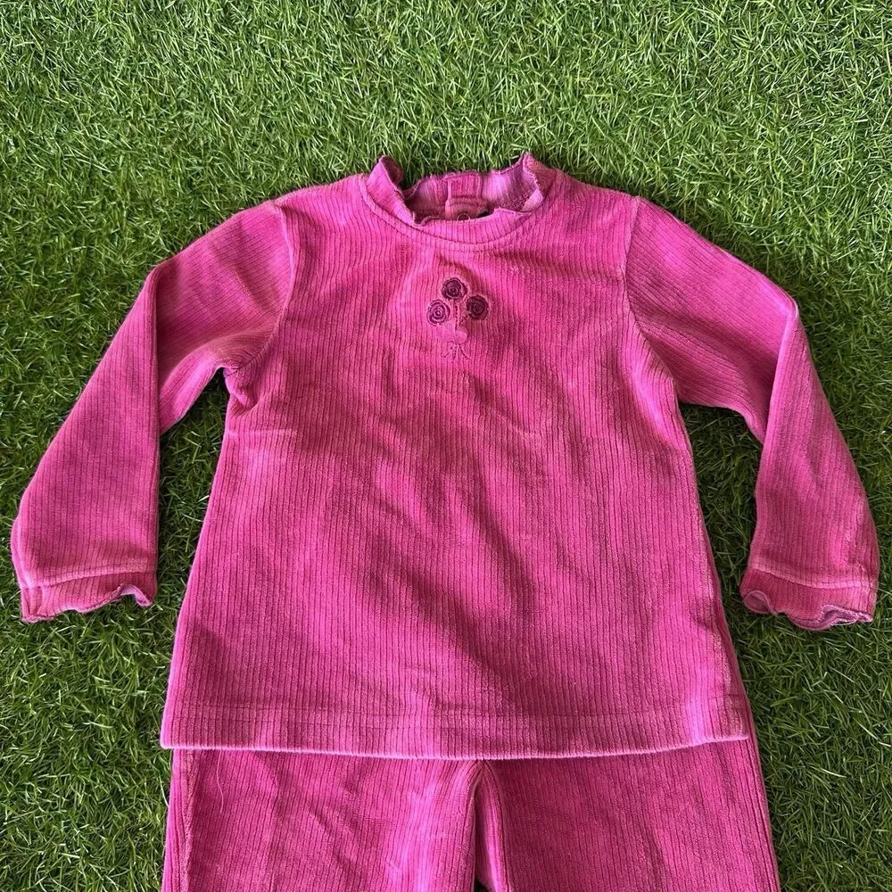 Vintage Children's Place Outfit Infant Girls‎ Size 12 Months Pink Ribbed Ruffle - Picture 2 of 9